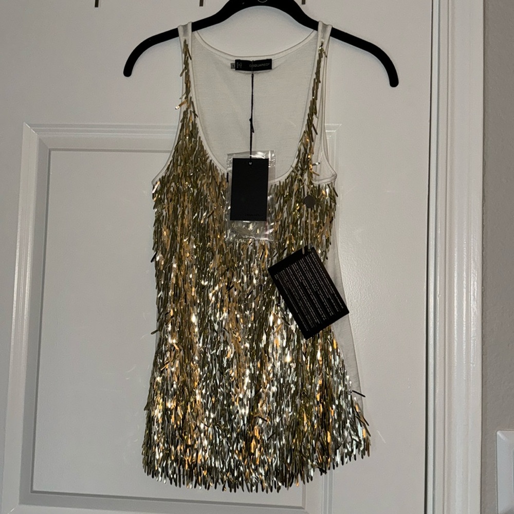 Dsquared2 gold sequin tank top. Small. NWT.